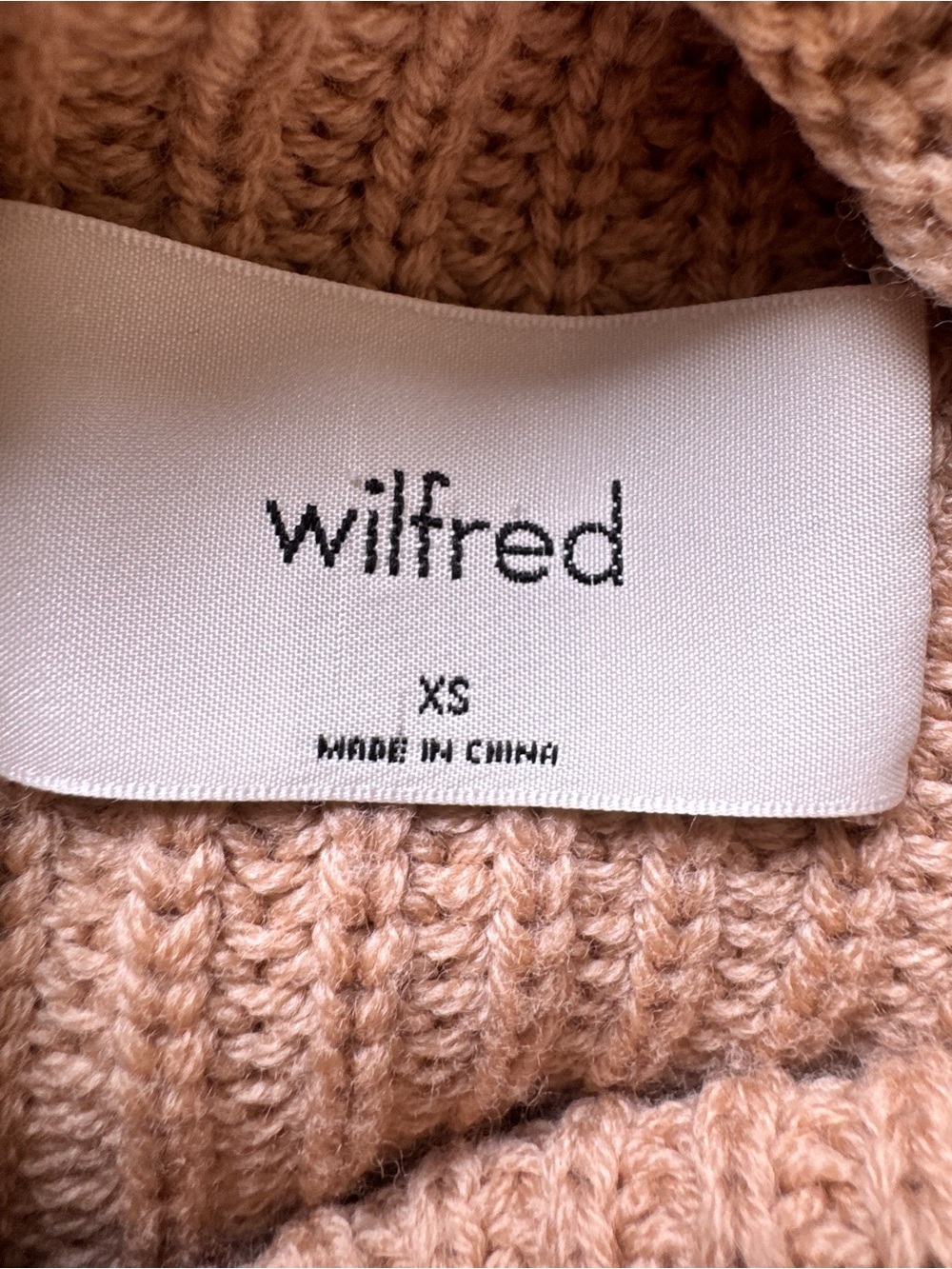 Aritzia Wilfred Montpellier Turtleneck Ribbed Sweater Tan Camel Knit Sz XS - Picture 3 of 12